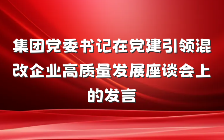 集团党委书记在党建引领混改企业高质量发展座谈会上的发言