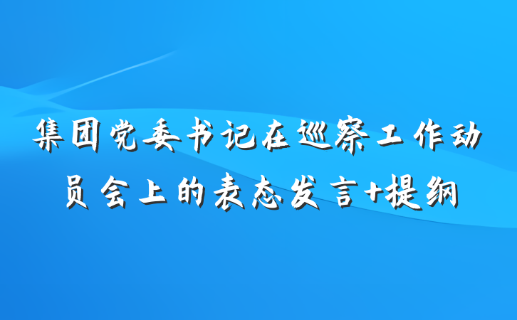 集团党委书记在巡察工作动员会上的表态发言 提纲