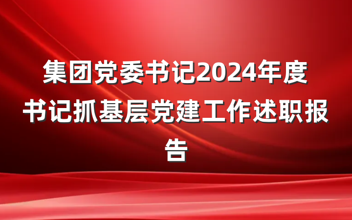 集团党委书记2024年度书记抓基层党建工作述职报告