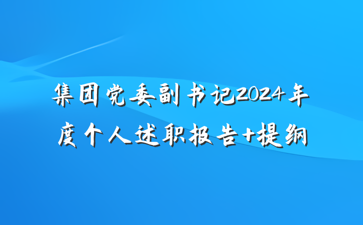 集团党委副书记2024年度个人述职报告 提纲