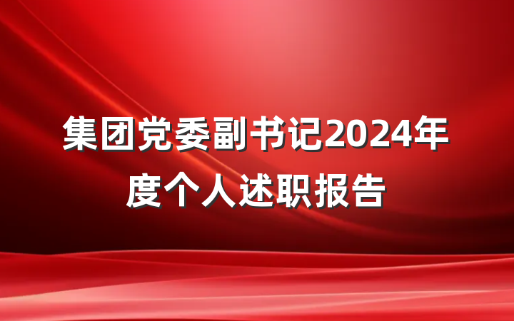 集团党委副书记2024年度个人述职报告