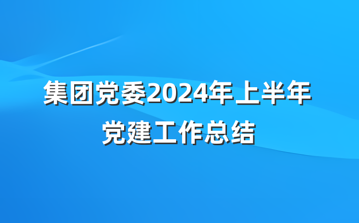 集团党委2024年上半年党建工作总结