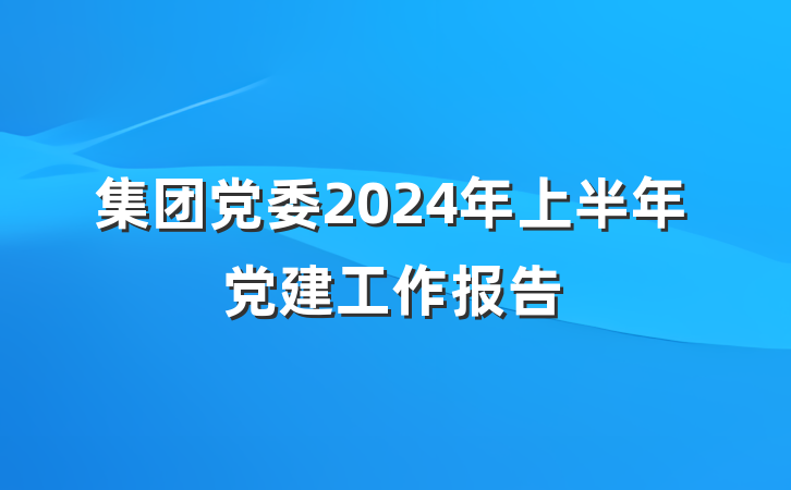 集团党委2024年上半年党建工作报告