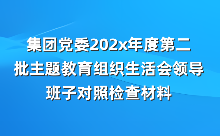 集团党委202x年度第二批主题教育组织生活会领导班子对照检查材料