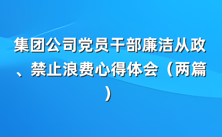 集团公司党员干部廉洁从政、禁止浪费心得体会（两篇）