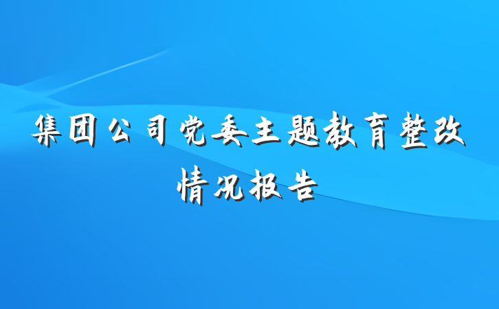 集团公司党委主题教育整改情况报告