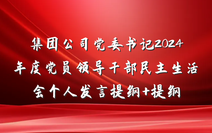 集团公司党委书记2024年度党员领导干部民主生活会个人发言提纲 提纲