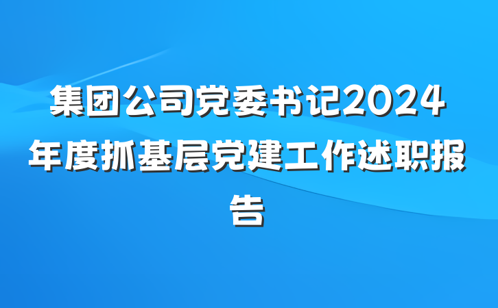 集团公司党委书记2024年度抓基层党建工作述职报告