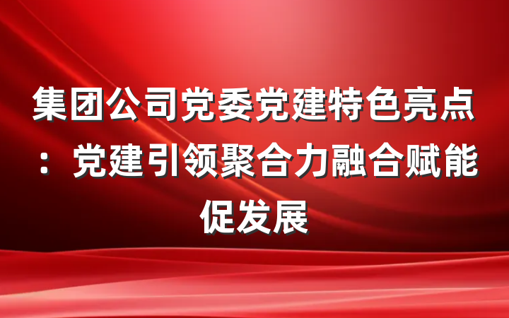 集团公司党委党建特色亮点：党建引领聚合力融合赋能促发展