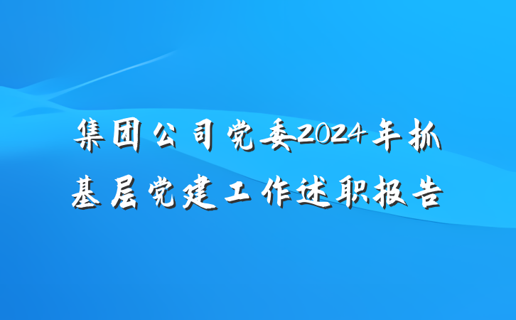 集团公司党委2024年抓基层党建工作述职报告