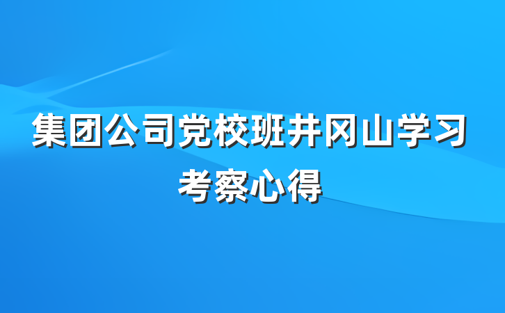 集团公司党校班井冈山学习考察心得