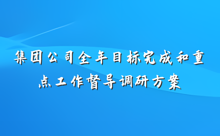 集团公司全年目标完成和重点工作督导调研方案