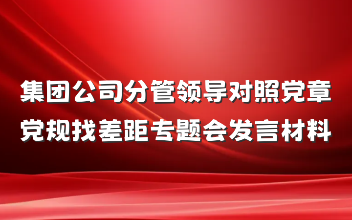 集团公司分管领导对照党章党规找差距专题会发言材料