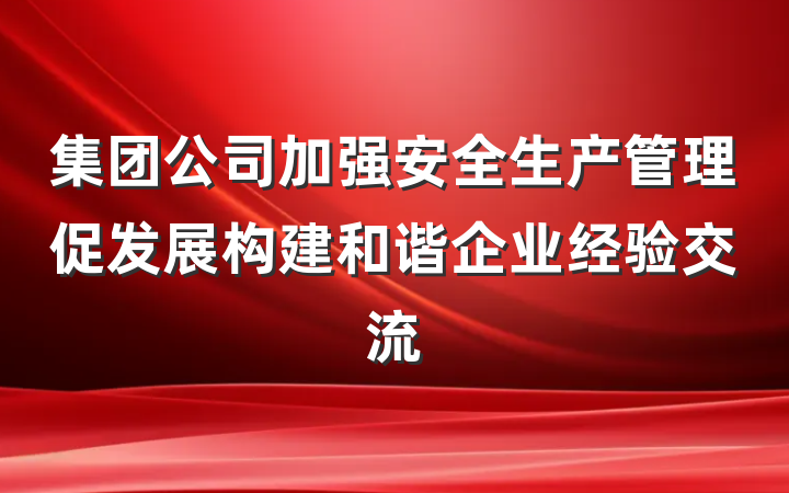 集团公司加强安全生产管理促发展构建和谐企业经验交流