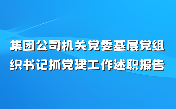 集团公司机关党委基层党组织书记抓党建工作述职报告