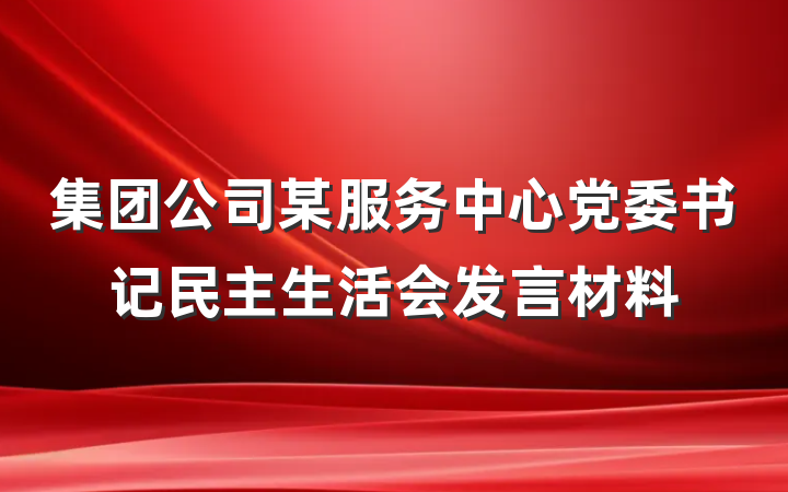 集团公司某服务中心党委书记民主生活会发言材料