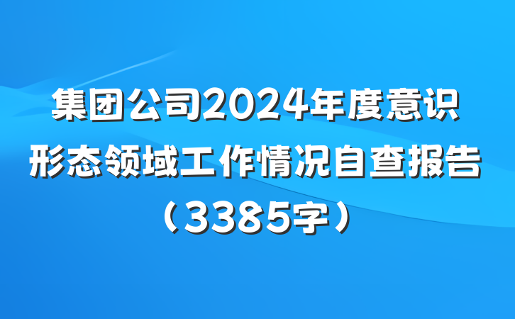 集团公司2024年度意识形态领域工作情况自查报告（3385字）