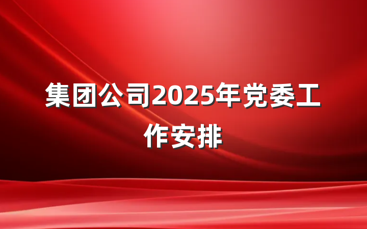 集团公司2025年党委工作安排