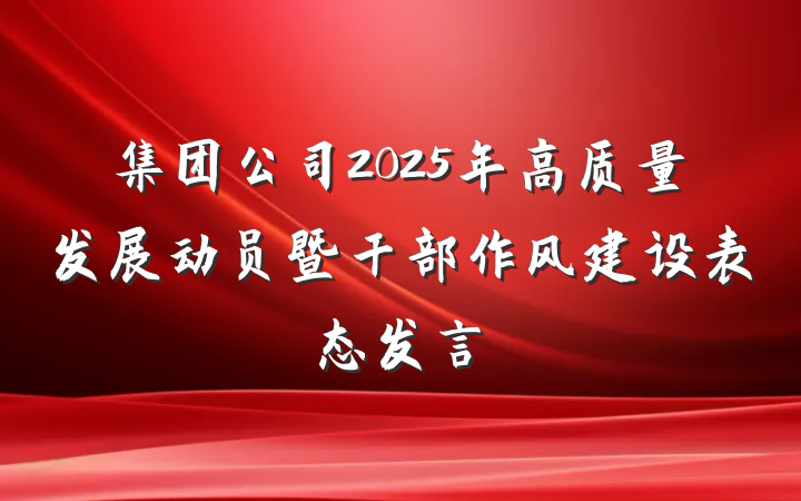 集团公司2025年高质量发展动员暨干部作风建设表态发言