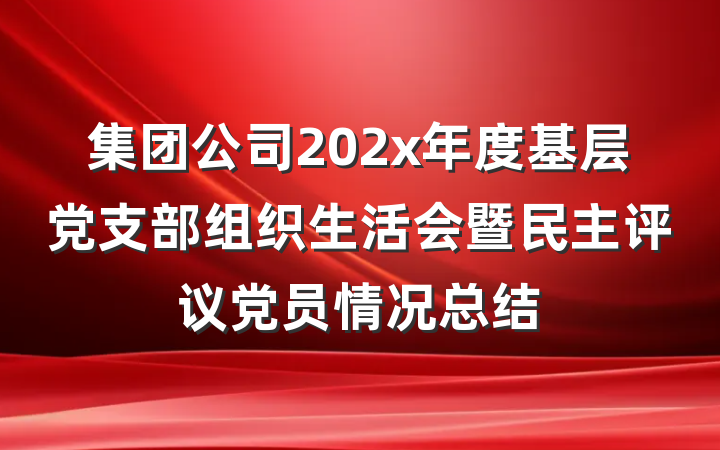 集团公司202x年度基层党支部组织生活会暨民主评议党员情况总结