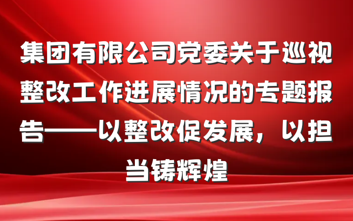 集团有限公司党委关于巡视整改工作进展情况的专题报告——以整改促发展，以担当铸辉煌