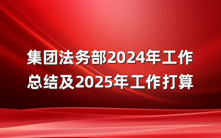 集团法务部2024年工作总结及2025年工作打算