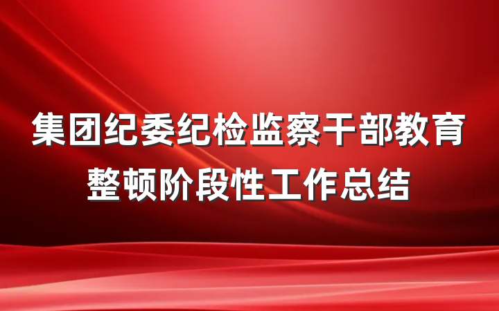 集团纪委纪检监察干部教育整顿阶段性工作总结