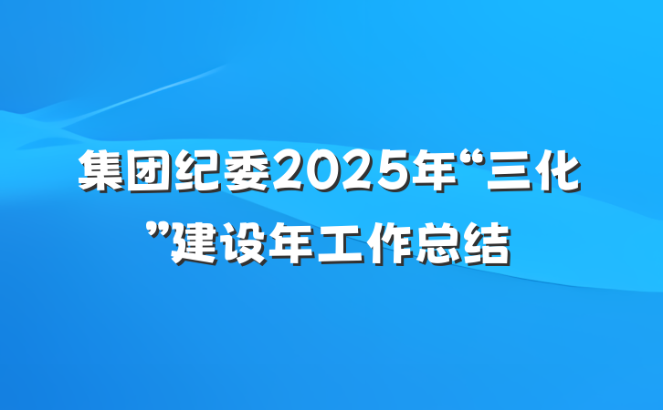 集团纪委2025年“三化”建设年工作总结