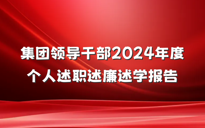集团领导干部2024年度个人述职述廉述学报告