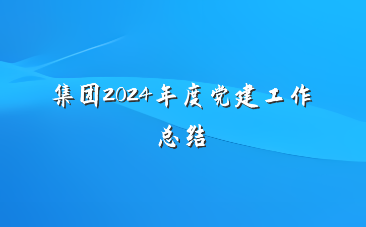 集团2024年度党建工作总结
