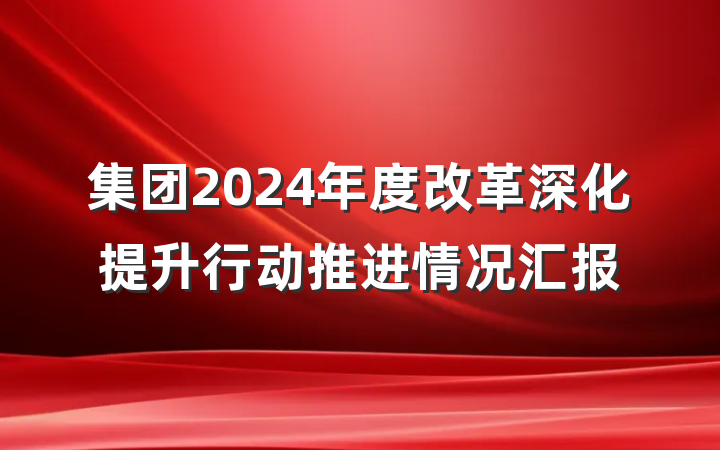 集团2024年度改革深化提升行动推进情况汇报