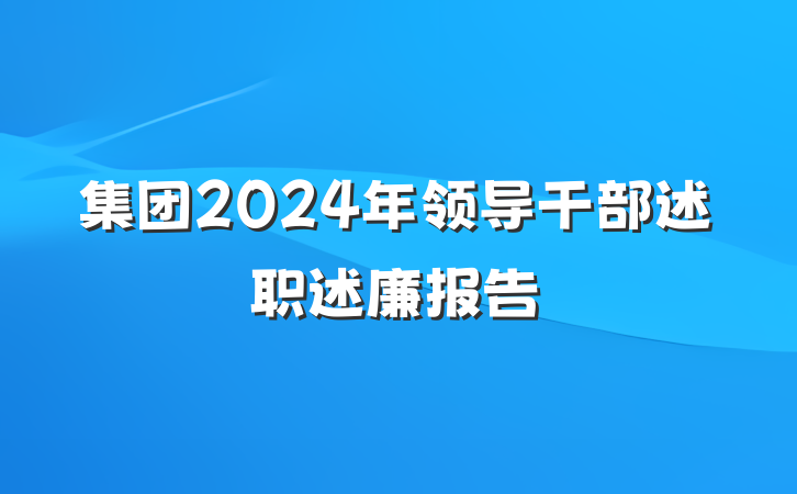 集团2024年领导干部述职述廉报告