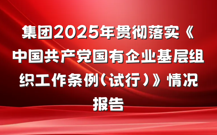 集团2025年贯彻落实《中国共产党国有企业基层组织工作条例（试行）》情况报告