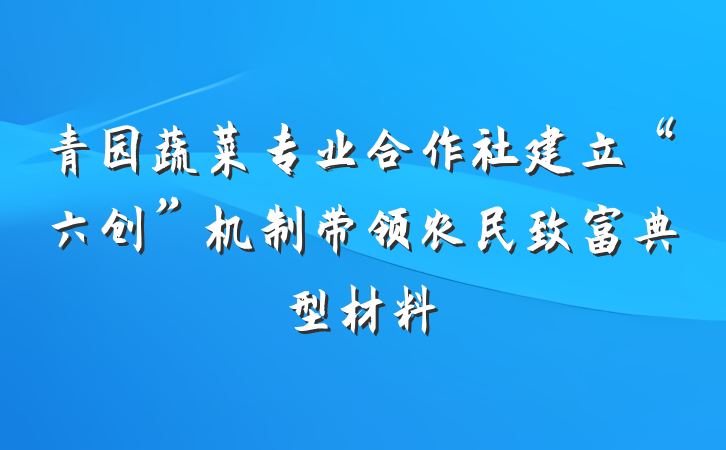 青园蔬菜专业合作社建立“六创”机制带领农民致富典型材料