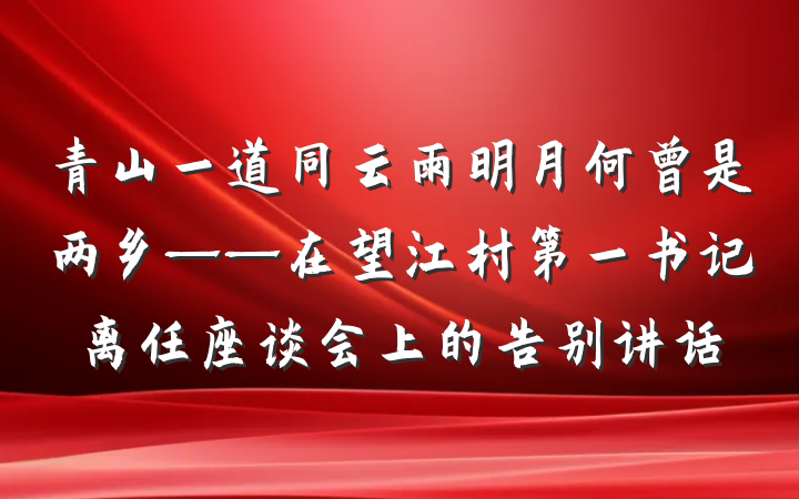 青山一道同云雨明月何曾是两乡——在望江村第一书记离任座谈会上的告别讲话