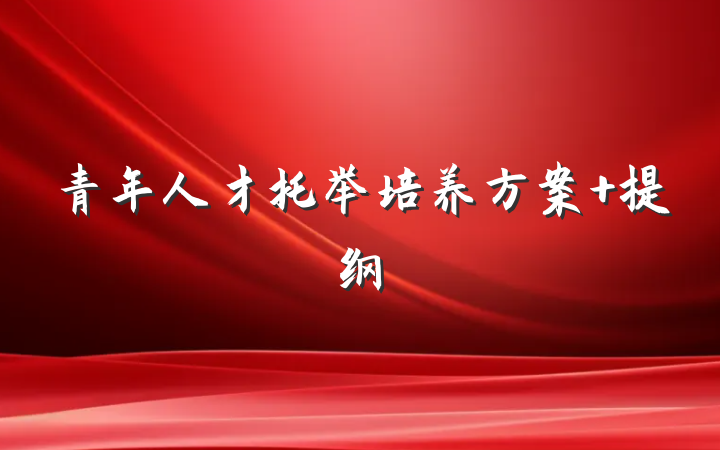 青年人才托举培养方案 提纲