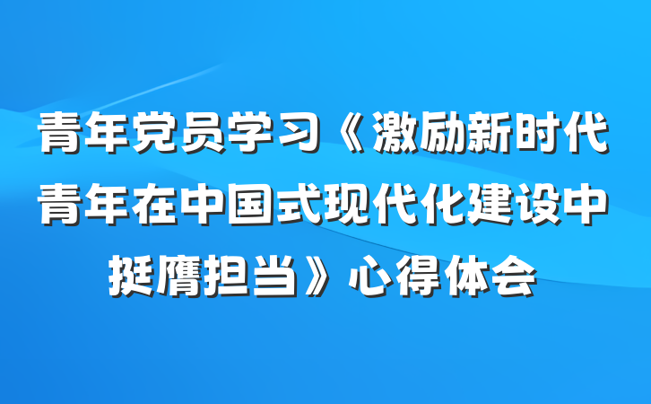 青年党员学习《激励新时代青年在中国式现代化建设中挺膺担当》心得体会