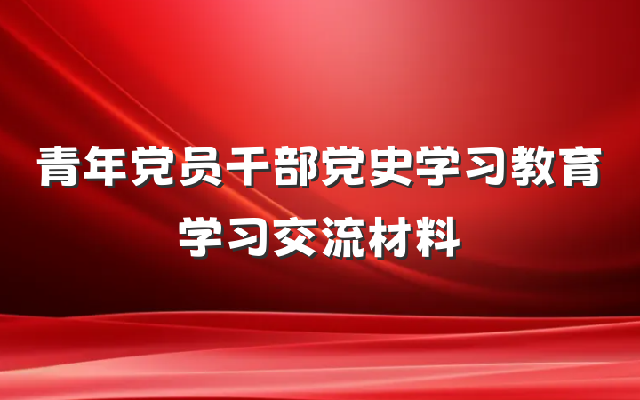 青年党员干部党史学习教育学习交流材料