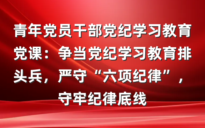 青年党员干部党纪学习教育党课：争当党纪学习教育排头兵，严守“六项纪律”，守牢纪律底线