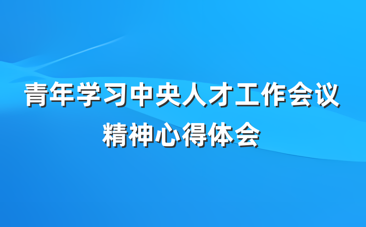 青年学习中央人才工作会议精神心得体会