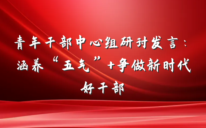 青年干部中心组研讨发言：涵养“五气” 争做新时代好干部