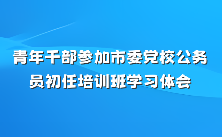 青年干部参加市委党校公务员初任培训班学习体会