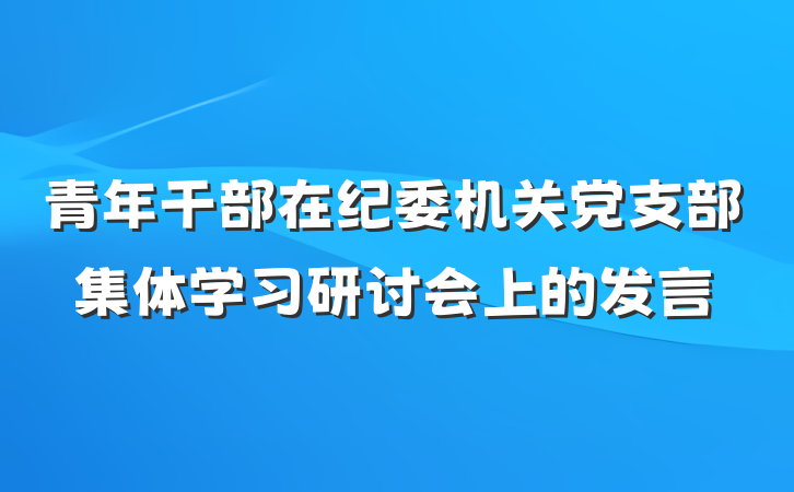 青年干部在纪委机关党支部集体学习研讨会上的发言