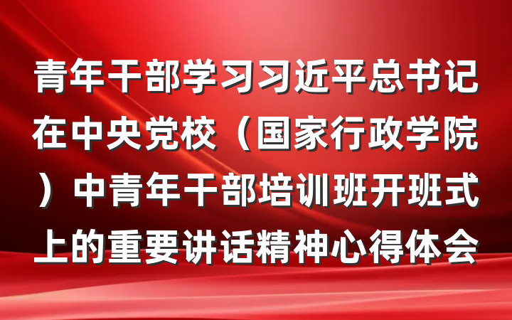 青年干部学习习近平总书记在中央党校（国家行政学院）中青年干部培训班开班式上的重要讲话精神心得体会