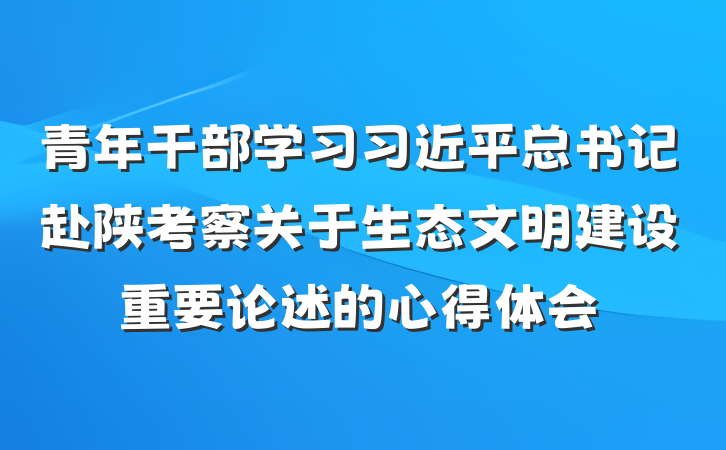 青年干部学习习近平总书记赴陕考察关于生态文明建设重要论述的心得体会