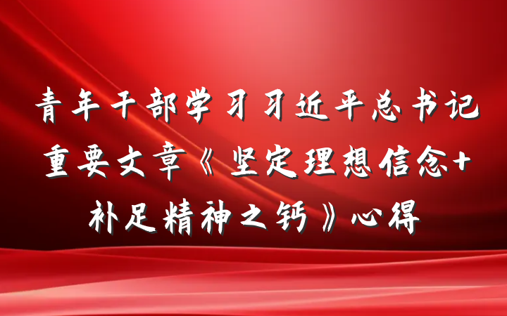 青年干部学习习近平总书记重要文章《坚定理想信念 补足精神之钙》心得
