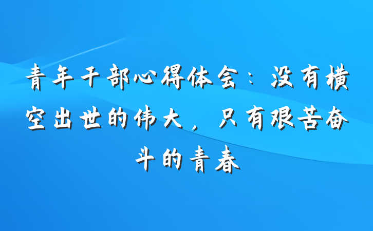 青年干部心得体会：没有横空出世的伟大，只有艰苦奋斗的青春