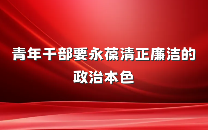 青年干部要永葆清正廉洁的政治本色