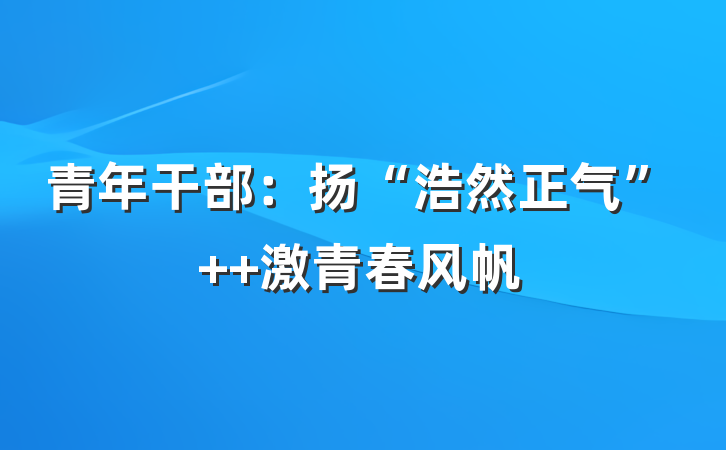青年干部：扬“浩然正气”  激青春风帆