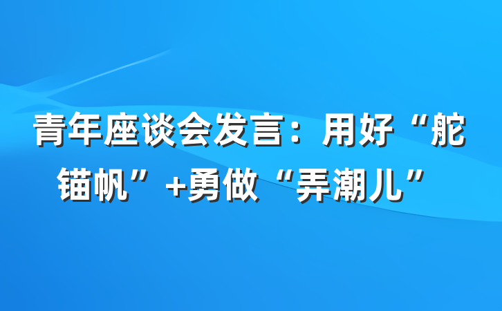 青年座谈会发言：用好“舵锚帆” 勇做“弄潮儿”